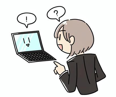 パソコンとやり取りをする女性 人工知能,チャットボット,デジタルアシスタント,パソコン,デジタル社会,ビジネスウーマン,スーツ,質問,オフィス,仕事のイラスト素材
