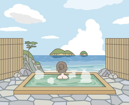 温泉のイラスト 温泉のイラスト 温泉,露天風呂,旅行,観光地,リラックス,旅,天然温泉,檜風呂,源泉かけ流し,癒しのイラスト素材
