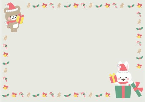 うさぎとくまのクリスマスフレーム2 クリスマス,プレゼント,動物,かわいい,くま,うさぎ,イベント,行事,セット,マフラーのイラスト素材