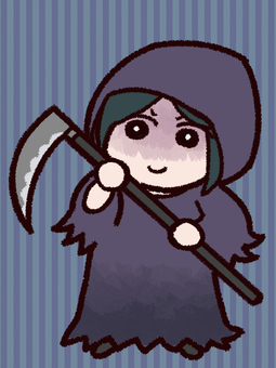 死神の仮装をしたお姉さんのイラスト ハロウィン,仮装,死神,女の子,女性,大鎌,コスプレ,ゴシック,秋,イベントのイラスト素材