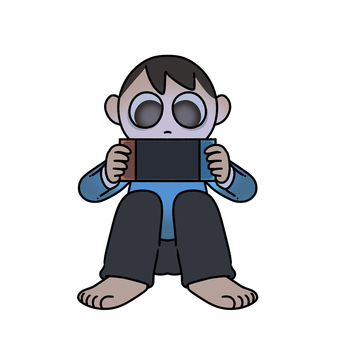 ゲーム病 ゲーム,依存,疲れ,目の疲れ,生活,注意のイラスト素材