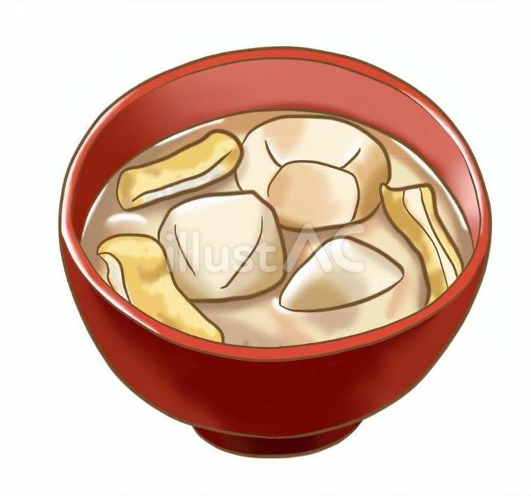 秋の味覚　里芋のイラスト　味噌汁 里芋,味噌汁,根菜のイラスト素材