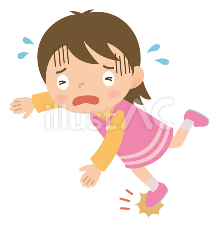 転ぶ小学生の女の子 転ぶ,小学生,女の子のイラスト素材
