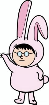 着ぐるみうさぎ　 着ぐるみ,うさぎ,たれ耳,案内,人物,デフォルメ,男性,ユーモア,キャラのイラスト素材