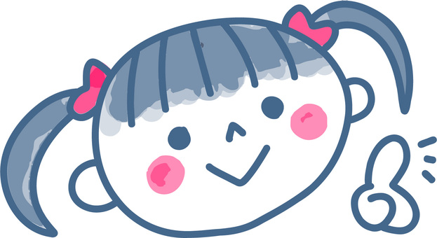 二つ結びの女の子の指差しのイラスト 子供,女の子,子ども,二つ結び,ポイント,指差し,人差し指,小学生,幼児,未就学児のイラスト素材