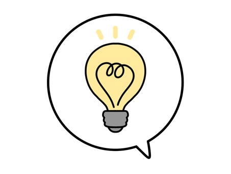 電球と吹き出し 電球,ひらめく,電気,ひらめき,照明,点灯,明かり,光,光る,豆電球のイラスト素材