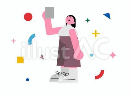 スマホを持っている若者の女性