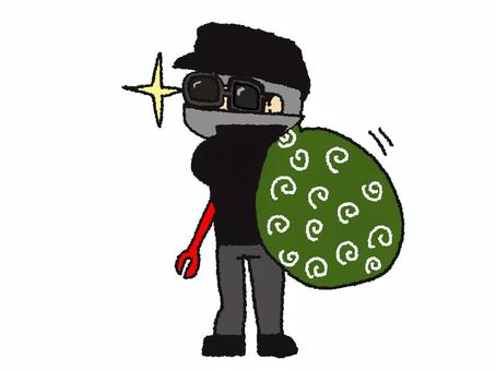 怪しい人 怪しい人 怪しい,人物,袋,サングラス,pop調,手描き,挿絵,ワンポイント,素材,商用可のイラスト素材