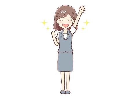 Raise your fist, oh! pose uniform woman, , JPG, PNG and EPS