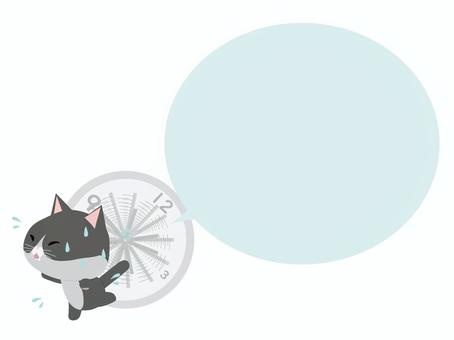 忙しい_猫 忙しい,猫,はちわれ,動物,かわいい,時間,遅刻,吹き出しのイラスト素材