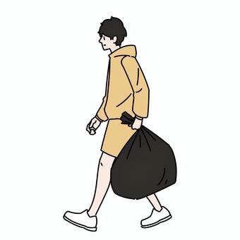 Illustration, male, garbage bag, whole body, 