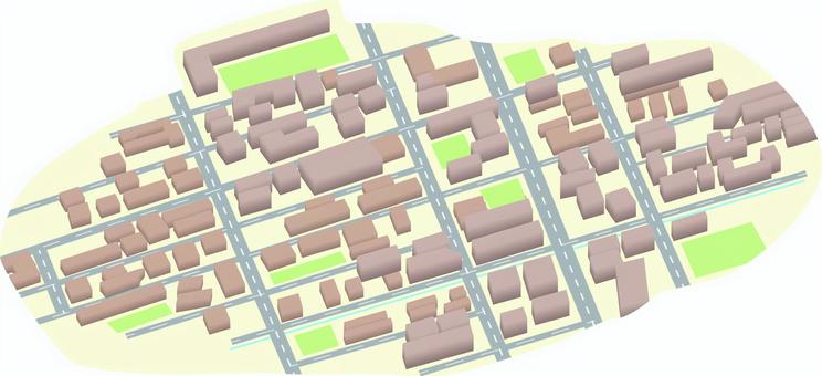 町並み立体 町並み,立体,見下ろす,地図,建物,都会,道路,車道,位置,イメージのイラスト素材