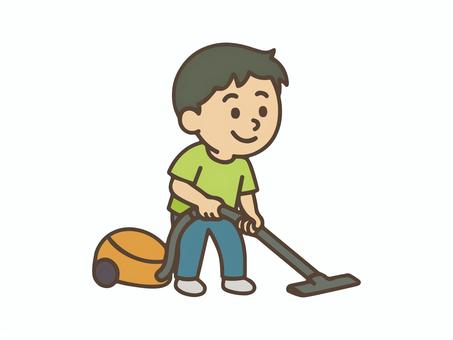 掃除をする男の子 掃除,掃除機,子ども,男の子,お手伝い,家事,片付け,かわいい,小学生,ポップのイラスト素材