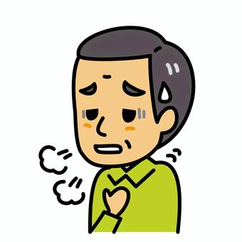 シニア男性　息切れ 病気,高齢者,息切れ,症状,呼吸困難,過呼吸,苦しい,呼吸,ぜんそく,肺炎のイラスト素材