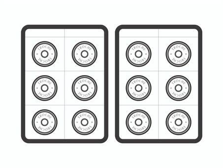 薬（トローチ・シート２枚）02-03 薬,トローチ,喉,ブリスターパック,ptpシート,薬局,病院,病気,治療,アイコンのイラスト素材