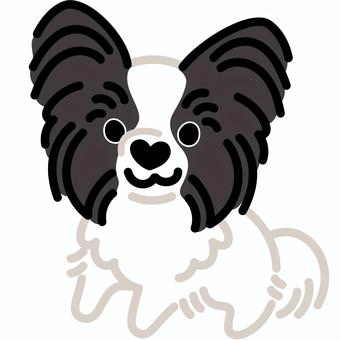 ハート鼻のパピヨン（立つ）4 パピヨン,犬,動物,ハート,鼻,立つ,シンプル,かわいい,キュート,デフォルメのイラスト素材