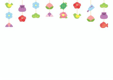 ひなまつりの吊るし雛 ひなまつりの吊るし雛 ひなまつり,つるし雛,飾り,花,桃,松,縁起物,桃の節句,3月,春のイラスト素材