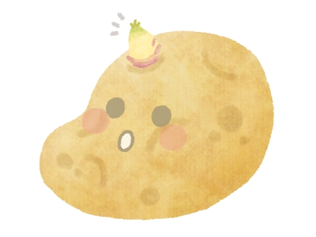 芽が出たじゃがいも（顔あり） ジャガイモ,芋,馬鈴薯,芽,ソラニン,毒,顔,擬人化,野菜,食材のイラスト素材