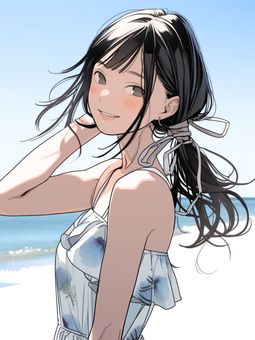 海に遊びにきた女性・イラスト 海に遊びにきた女性・イラスト 女の子,海,夏のイラスト素材