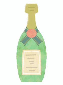 シャンパンボトル シャンパン,シャンペン,ボトル,瓶,お酒,アルコール,西洋酒,飲み物,スパークリングワイン,緑色のイラスト素材