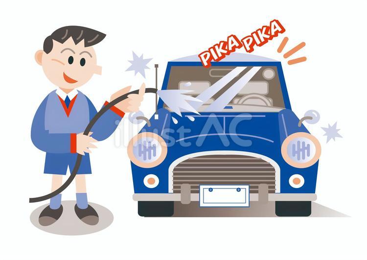 水シリーズ　洗車　2C かわいい,男性,人のイラスト素材