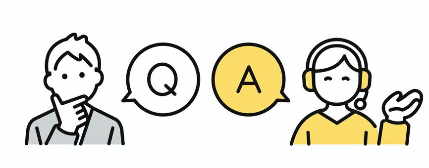 Q&Aふきだし／オペレーターとユーザー アイコン,オペレーター,ビジネス,人,人物,会話,チャット,女性,お問い合わせ,吹き出しのイラスト素材