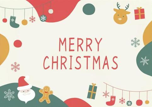 クリスマスポップフレーム１ クリスマス,サンタクロース,トナカイ,プレゼント,雪だるま,雪の結晶,雪,ジンジャークッキー,靴下,冬のイラスト素材