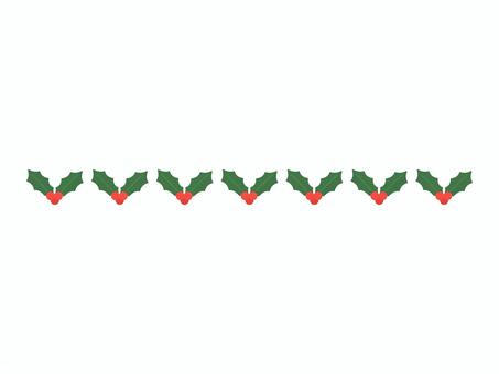 ひいらぎのXmas仕切り線 ひいらぎ,クリスマス,xmas,冬,植物,仕切り線,ワンポイント,カラフル,ゆるい,かわいいのイラスト素材