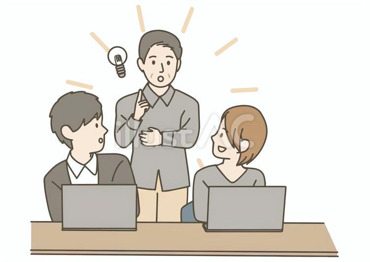 ひらめいた上司と若手社員 オフィス,ビジネス,上司のイラスト素材