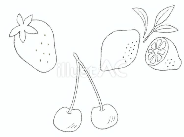 鉛筆で描かれた果物の線画 果物,手書き,鉛筆のイラスト素材
