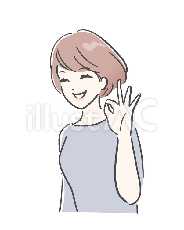 OKサインをしている女性 女性,ok,okサインのイラスト素材
