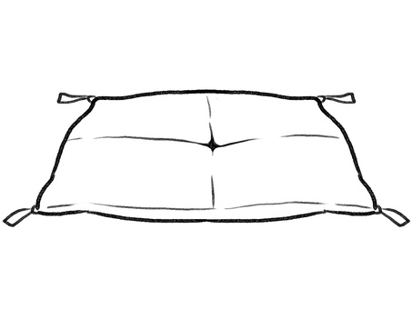 座布団線画 座布団,手描き,日用品,雑貨,生活用品,シンプル,和室,背景透過,線画,黒のイラスト素材