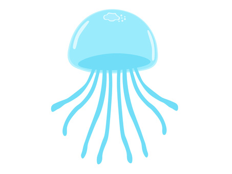 クラゲ2(水色) クラゲ,海洋生物,生き物,海,透明感,柔らかい,ゆらゆら,癒し,夏,水色のイラスト素材