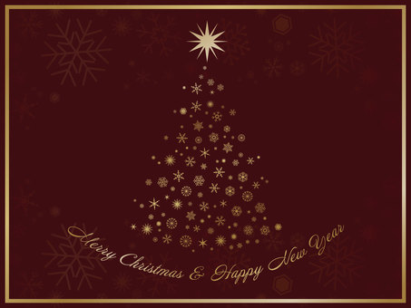 金色の雪の結晶のクリスマスツリー 雪,雪の結晶,金,赤,メリークリスマス,ハッピーニューイヤー,星,ロマンチック,ゴールド,イブのイラスト素材