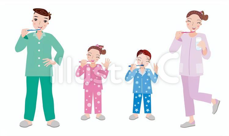 家族で歯磨き 家族,歯磨き,習慣のイラスト素材