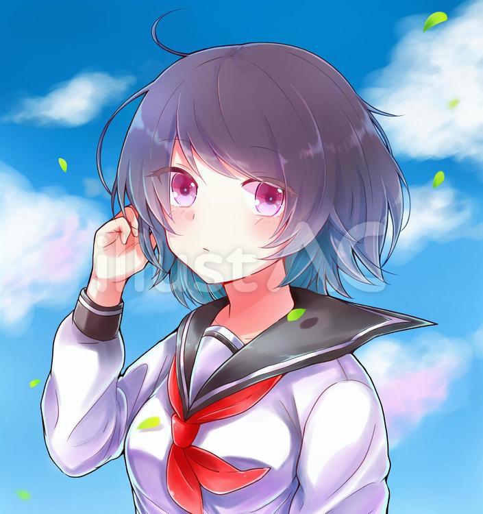 セーラー服のあの娘 １人,女の子,少女のイラスト素材