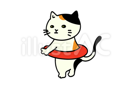 浮き輪 三毛猫