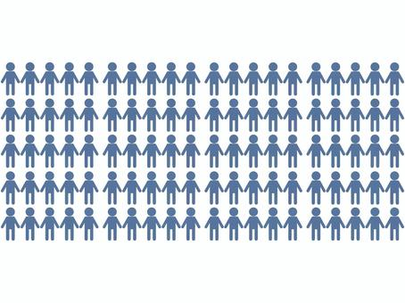 人型アイコン100人が並んだイラスト 人型,ピクトグラム,人物,100人,統計,グラフ,プレゼン資料,アイコン,シルエット,インフォグラフィックのイラスト素材