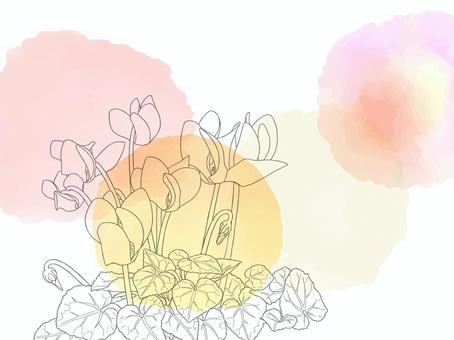 やさしげな背景232＿シクラメンの花 シクラメン,花,植物のイラスト素材