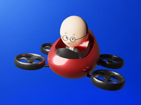 空飛ぶ車に乗るスーツの中年男性・背景透過 空飛ぶ車に乗るスーツの中年男性・背景透過 空飛ぶ車,飛ぶ車,男性,スーツ,全身,喜び,お出かけ,笑顔,ゆるい,おじさんのイラスト素材