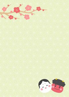 鬼とお多福と梅の節分の背景イラスト02 鬼とお多福と梅の節分の背景イラスト02 節分,鬼,背景,和柄,和風,2月,冬,梅,手描き,おしゃれのイラスト素材
