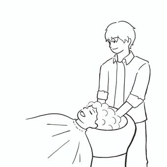Illustration, male, female customer, customer, 