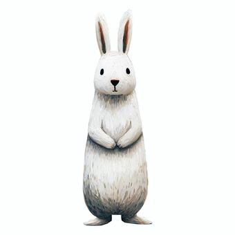 厚塗りな白いうさぎ うさぎ,動物,油絵風のイラスト素材