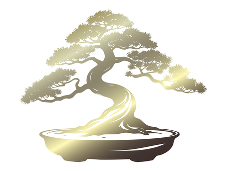 シルエット【盆栽】 盆栽,松,シルエット,かげ,影絵,マツ,日本,かわいい,かっこいい,おしゃれのイラスト素材