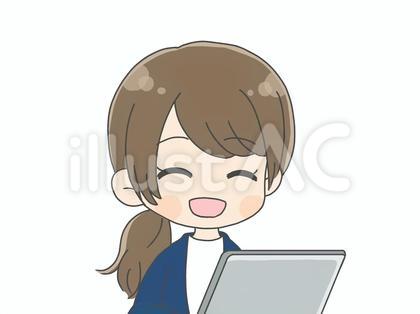 女性 笑顔 スーツ ジャケット パソコン