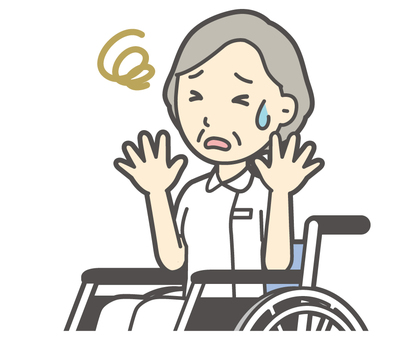  高齢看護師-502-バスト 車いす,困る,プラチナナース,看護師,高齢,女性,老人,白衣,ナース,医療のイラスト素材