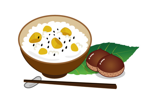 栗ごはん 秋,栗,栗ごはん,栗ご飯,炊き込みご飯,混ぜご飯,ご飯,飯,和食,日本料理のイラスト素材