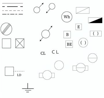電工が覚える記号 電気工事士,マーク,記号,配線図,モノクロのイラスト素材