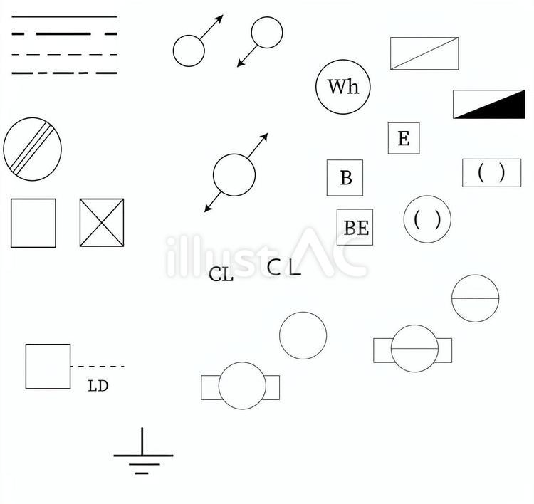 電工が覚える記号 電気工事士,マーク,記号のイラスト素材