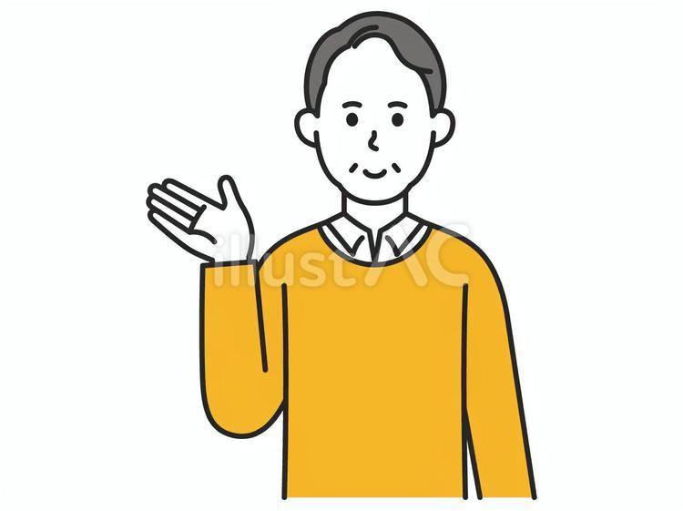 案内をするシニア男性 案内,説明,紹介のイラスト素材
